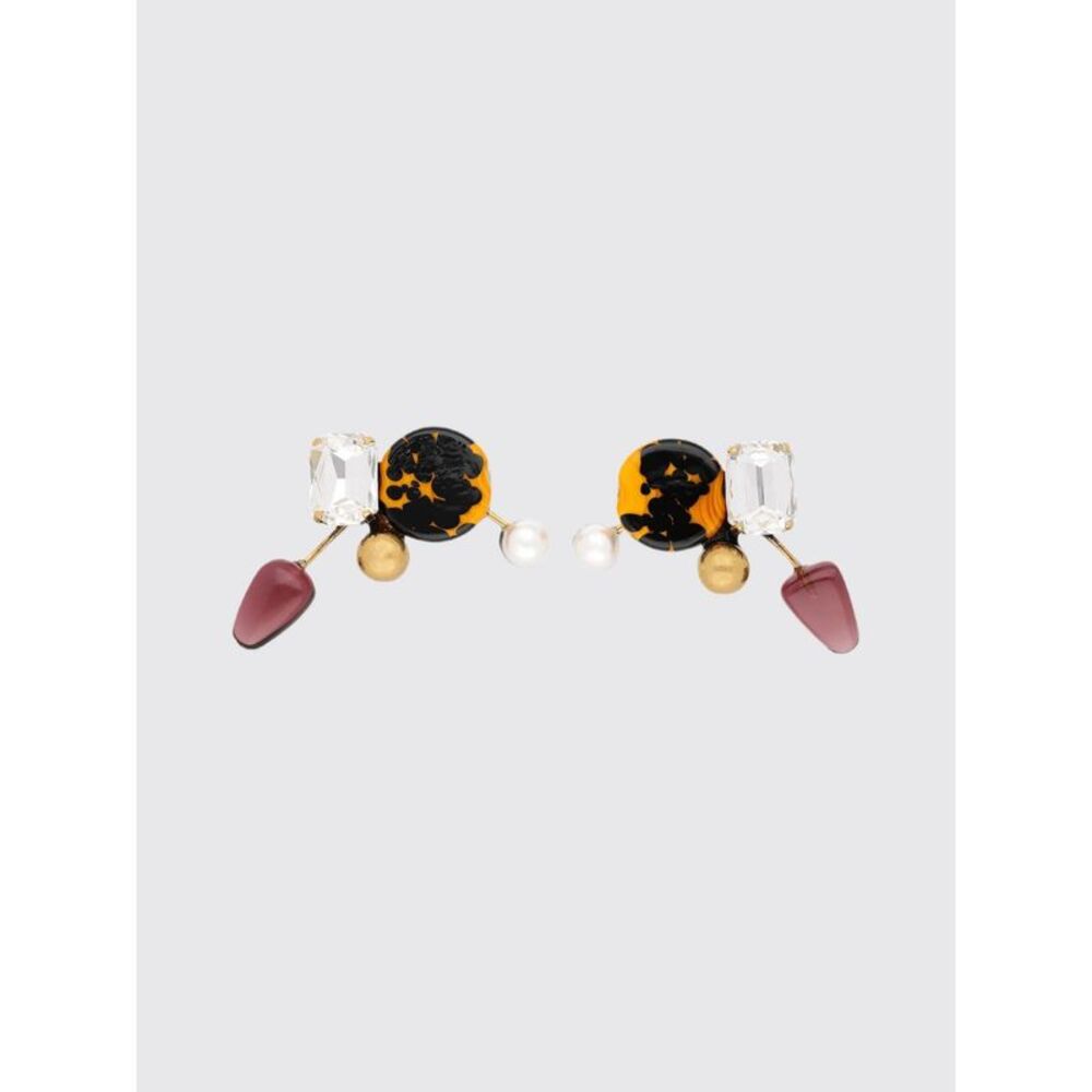Dries Van Noten Women Dries Van Noten Brass, Glass, And Shell Drop Earrings